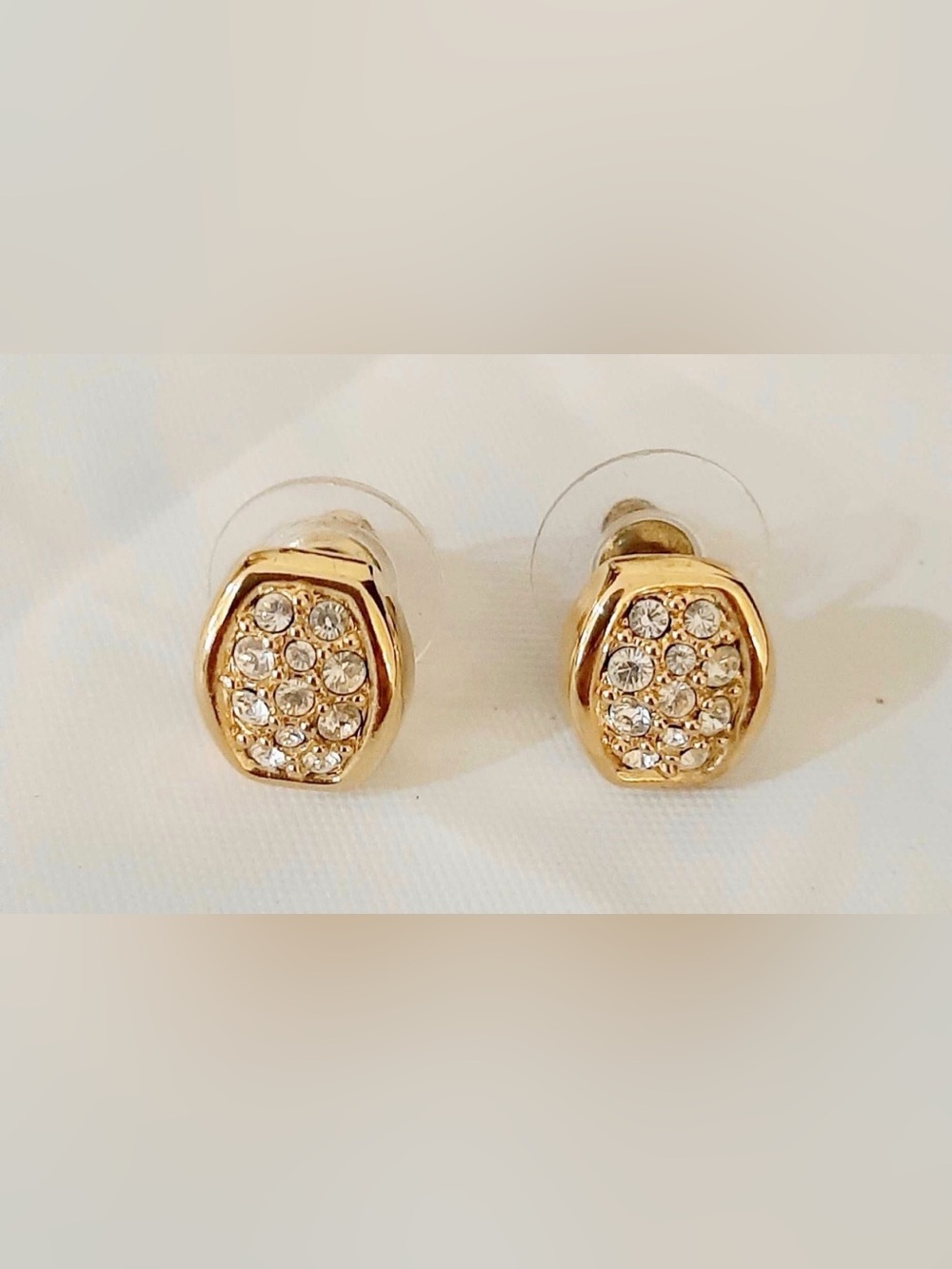 Swarovski Gold Crystal Pavé Hexagon Stud Earrings - Women Jewelry